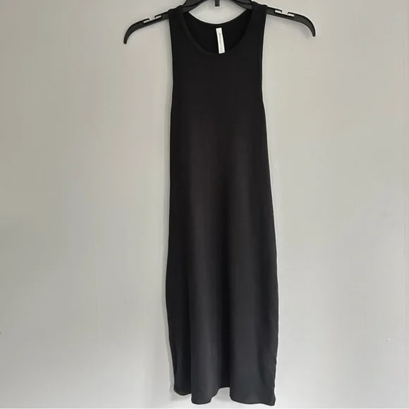 BABATON Black Ribbed Racerback Mini Dress Capsule Basic Travel Layering Size M - Picture 3 of 9